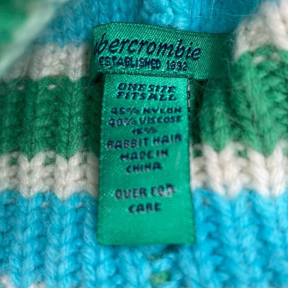 ABERCROMBIE & FITCH Y2K striped knit sweater hat blue green - Picture 3 of 5
